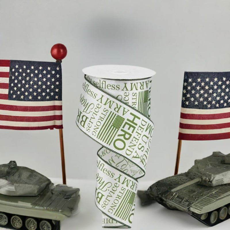Craig Bachman 2.5 Inch United States Army Ribbon: White (10 Yards) Military Ribbon, Fabric, Bow, Crafting, Wired Edge, Gift Wrapping Ribbon - Image 5